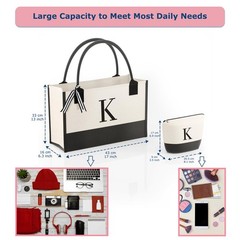 OATALY Personalized Canvas Tote w/ Zip Pockets – Gift for Mom, Teacher, Sister
