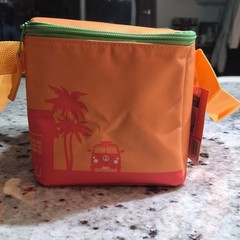 Trader Joe’s Mini Insulated Bag Zipper Orange Green Red 1.5 gal 10x6x5