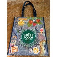 NEW Whole Foods Market Reusable Tote Bag Patchwork Denim Print Recycled Boho