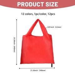 12 Pack Colorful Foldable Reusable Grocery Bags for Market Shopping 25x21in W…