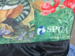 SPCA 2 Reusable Shopping Bags 2010 Cat Dog Flowers Front Zipper Pocket 17 x 13