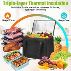 VZZNN Set of 10 XL-Large Insulated Reusable Grocery Bags with Zipper and Hand…
