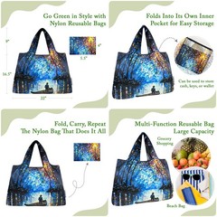 Wrapables Large Foldable Oil Painting Nylon Reusable Grocery Bag