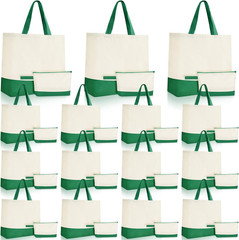 30 Pcs Canvas Tote Bags Bulk with Zipper Cosmetic Pouch 18.5″ Reusable Cotton Sh