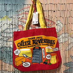 Trader Joe’s Reusable Cotton Shopper Tote Turophile Cheese Bag, Multi-Color
