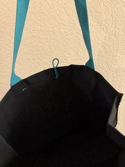 Starbucks Reusable Foldable Canvas Shopping Bag Black Teal Handles Logo