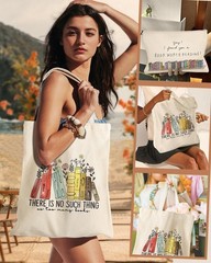 Aesthetic 2 Set Canvas Tote Bag – with Cosmetic Makeup Zipper Pouch Bag for W…
