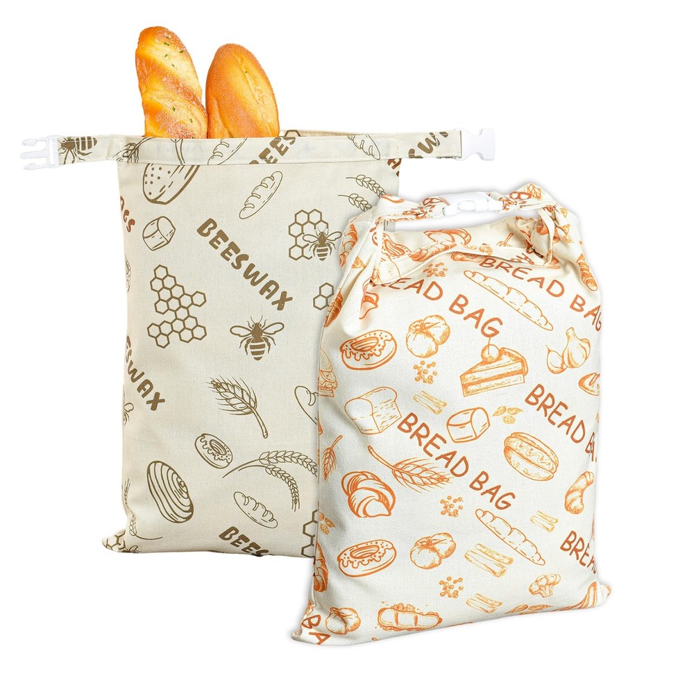 Sobotoo 2 Pack Beeswax Bread Bags, Extra Large Size 17″×13″ Classic bread bag