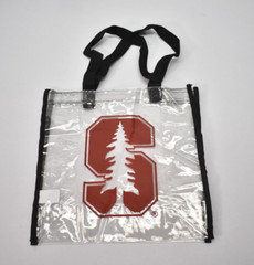 Stanford University Clear Tote Bag PVC Vinyl Shopping Clear Zippered Black Strap