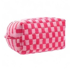 PAZIMIIK Checkered Makeup Bag for Purse Portable 1 PCS BOX POUCH, HOTPINK