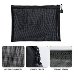 KyltoSynth Mesh Pouch, Zipper Small Nylon Travel, 3.93 x 7.87 inch, Black