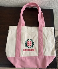 99 Ranch Market Mini Canvas Tote Bags Set of 2 Reusable Pink Aqua