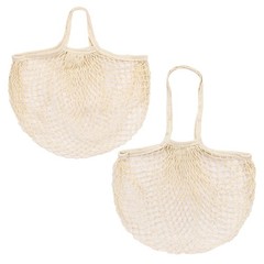 M METERXITY 2-Pack Cotton Mesh Bag, Reusable Washable Net String Cream