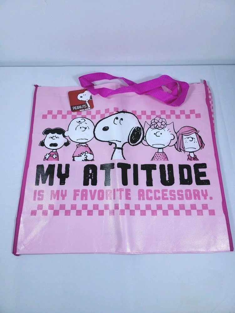 Peanuts New Snoopy & Gang My Attitude Reusable Shopping Bag Grocery Bag