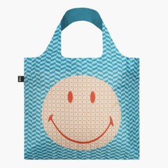 Reusable Shopping Bag Smiling Face Geometric Pattern- New LOQI Large with Pouch