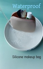 Gudahower Foldable Silicone Makeup Bag Large Capacity 20cm*14cm*8cm, coffee