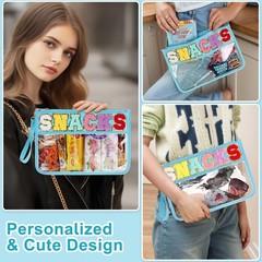 Snack Bag for Travel – 12.2 inches x 8.54 x 0.2 inches, Snack-Blue