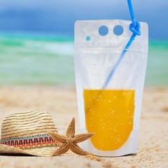 50PCS Drink Pouches For Adults,Reusable Zipper Bags 16OZ, Translucent Frosted
