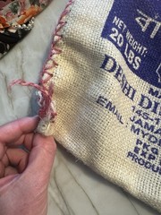 Set of 2 Handmade Burlap Rice Bag Tote Bags Recycled Jute Market Grocery India