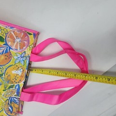 Lilly Pulitzer Reusable Shopping Tote Citrus Pattern Gold Logo Pink Lemon