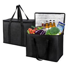 2-Pack, Xl-Large Insulated Grocery Shopping Bags, Black, Reusable Bag,Thermal…