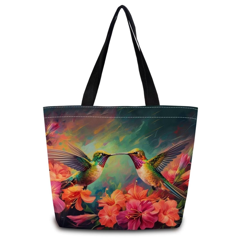 Floral Hummingbird Tote Bag Reusable Grocery Bags Cute Aesthetic Shopping Sho…