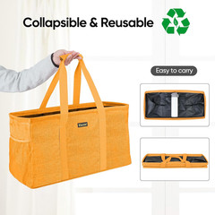 BALEINE Extra Large Utility Tote Bag with Reinforced Wire Frame, Reusable Grocer