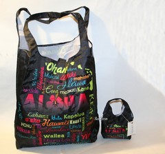 Hawaii Hawaiian Island Names Reusable Packable ECO Shopper Tote Bag 14″x 11 1/2″