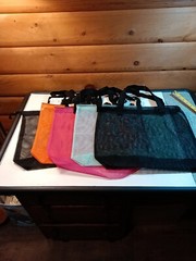 Reusable 5 pack Colorful Mesh Beach Tote Bagsmesh Shopping Bag With Drawstring