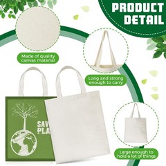 24 Pcs Canvas Tote Bags Blanks for Sublimation 15″ x 16″, Polyester Reusable …