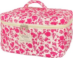 Rose Red Large Quilted Floral Makeup Bag Cute Soft Coquette A-Rose red