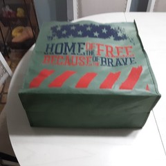 Reusable Shopping Bag-has US FLAG says HOME OF THE FREE BECAUSE OF THE BRAVE