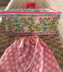 Lilly Pulitzer Reusable Shopping Tote Bag Tropical Cityscape/Drawstring Bag