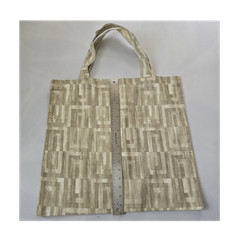 Geometric Pattern Foldable Canvas Tote Bag Medium Beige Reusable Shopping Bag