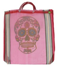 Sugar Skull Market Bag – Recycled, Mexico Folk Art, Eco-Friendly, Various Colors