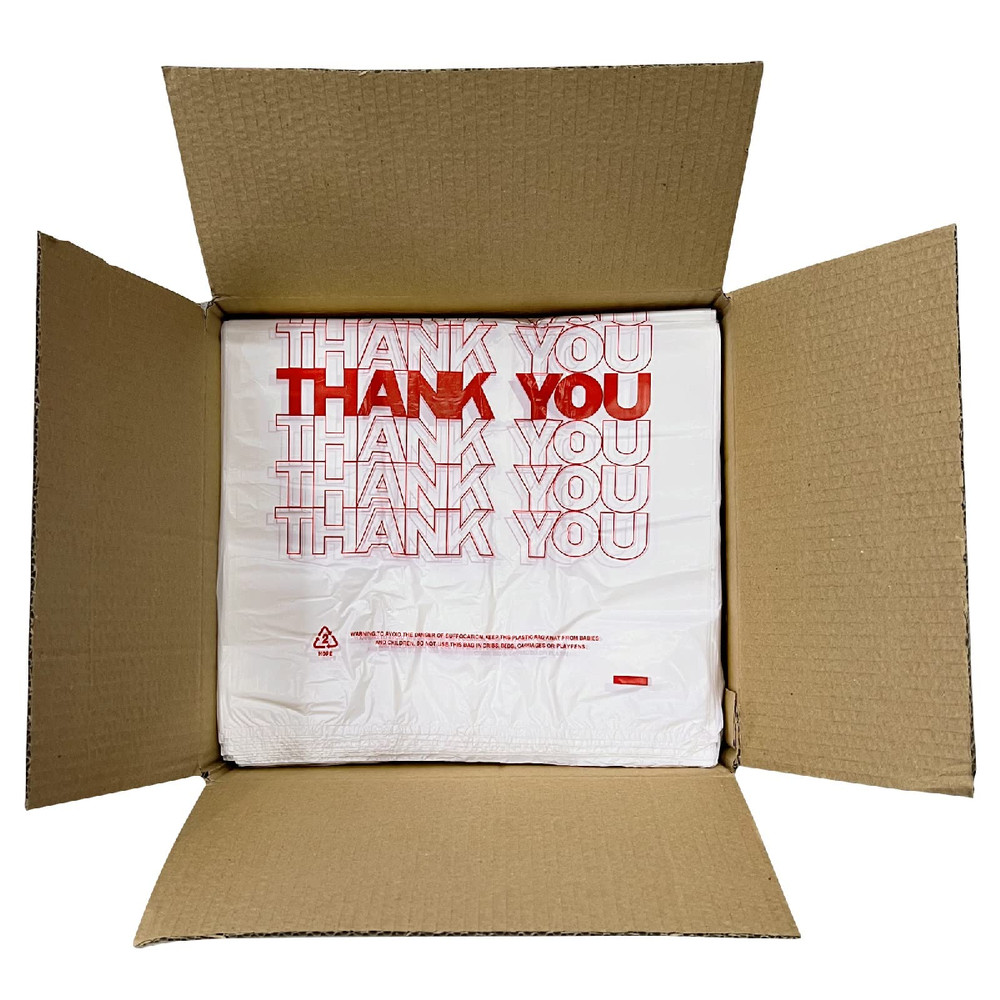 TashiBox “Thank You” Plastic Grocery Bags with Handles 400 Count 11.5×6.25×21