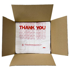 TashiBox “Thank You” Plastic Grocery Bags with Handles 400 Count 11.5×6.25×21