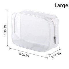 6 Pack Clear Toiletry Carry Pouch with Zipper Small and Large bags, White