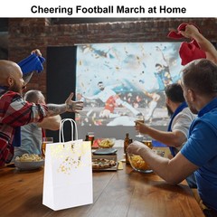 24Pcs Kraft Gift Bags with Handles Bulk, White Multicolor Heart Party Favor Bags
