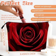 Scribesense Makeup Bag Travel 6.7×7.45in, Red Rose in Full Bloom