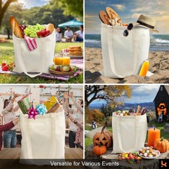 6-Pack Premium Quality Canvas Tote Bag, Medium Reusable Grocery Bags, Canvas …