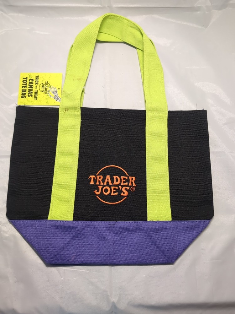 Limited Trader Joe’s Mini Halloween Multicolor Canvas Tote Bag – New – See Pic
