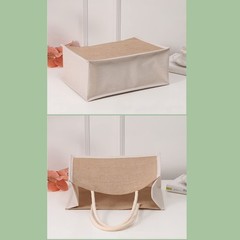 MEIANJU Jute Reusable Tote Bags Jute Christmas Gift with Cotton Handles Tote …