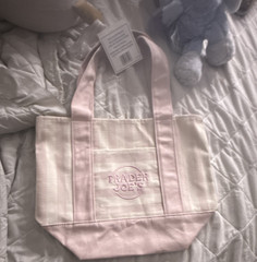 Trader Joe’s Pink Reusable Canvas Tote Shopping Bag 13 in, Width/Height 6 in