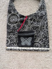 Ikea Black & White Reversible Floral Tote Bag with Inner Coin Purse