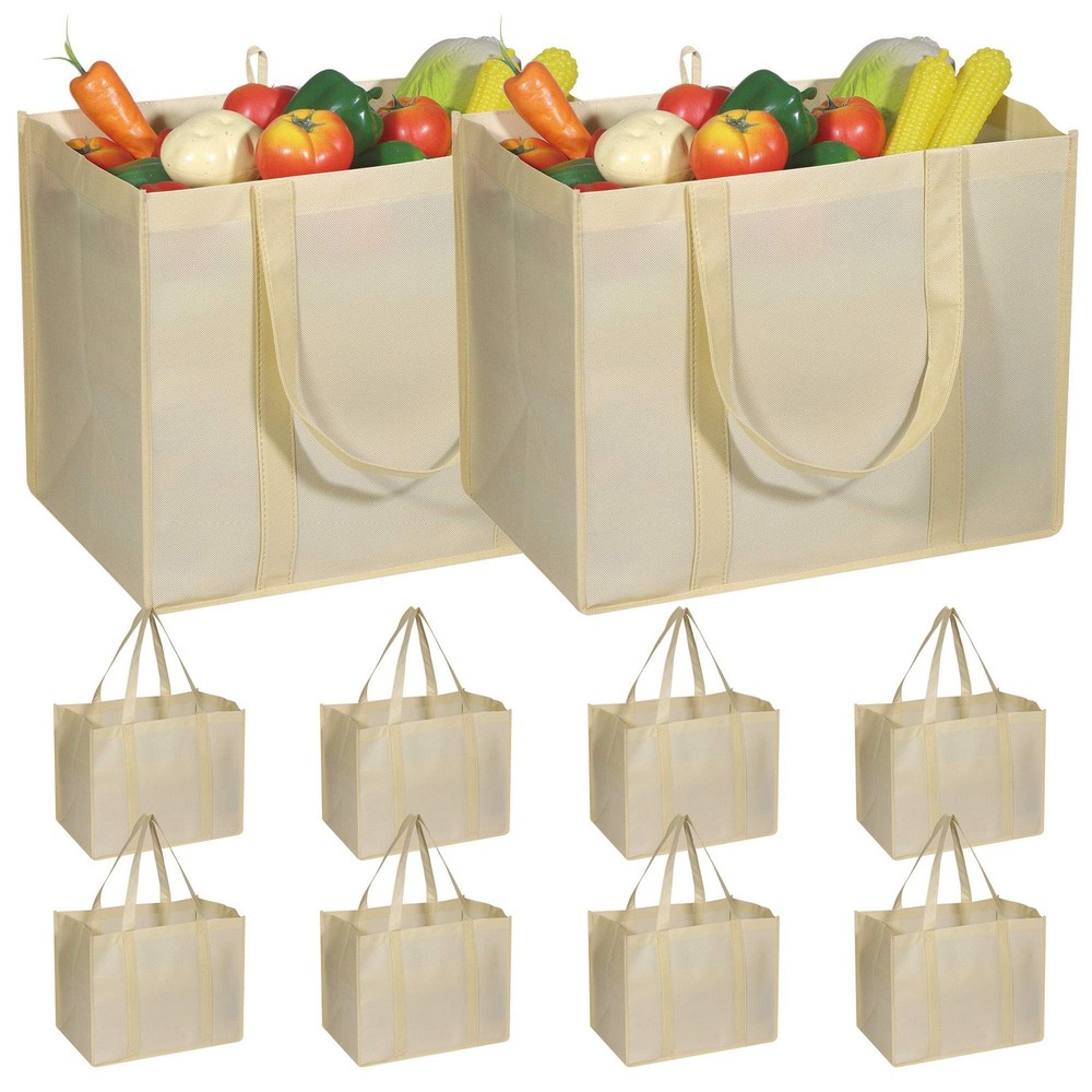 10 Pack Reusable Grocery Bags Extra Large Super Strong Heavy Duty Shopping To…