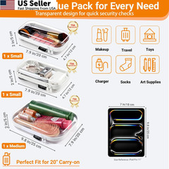 Clear Hard Shell Beauty Organizer 6 Pack Crush-Proof Cosmetic Case Stadium Bag