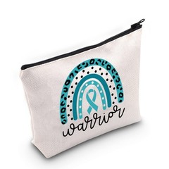 BLUPARK Ovarian Cancer Awareness Makeup Bag – Travel Cosmetic Case – Teal