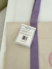 Trader Joe’s Easter Pastel Purple Canvas Grocery Shopping Tote Bag Purse Large