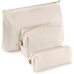 Talltalk 3 Pcs Cosmetic Makeup Bag for Women Portable PU Leather, Elegant